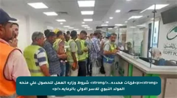 <p><strong>فئات محددة..</strong> شروط وزارة العمل للحصول على منحة المولد النبوي للأسر الأولى بالرعاية.</p>